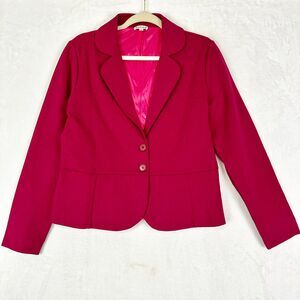 Kettlewell Peplum Jacket Blazer Size Medium Stretch Lined Two Button Deep Berry